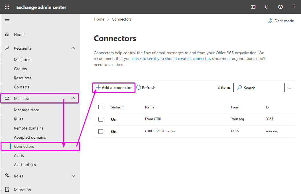 How to create a send connector from microsoft exchange or o365 to the